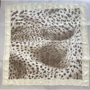 Animal Print Scarf 34"x34" – Ivory & Brown – Made in Italy – Lightweight